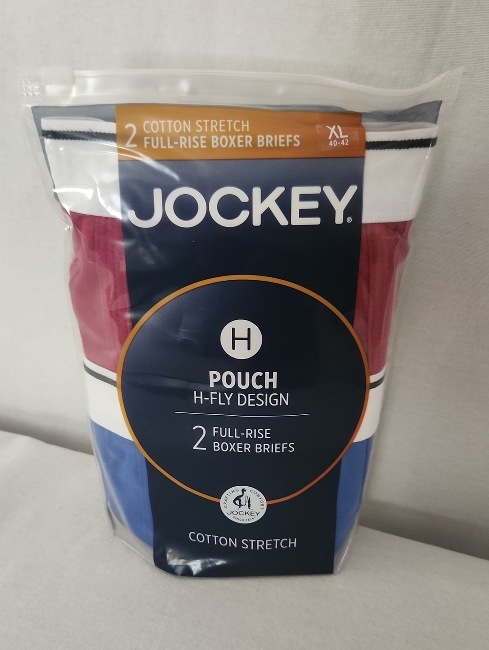 Jockey Cotton Stretch Boxer Briefs – Red, Blue (2-Pack) Xl 40-42"